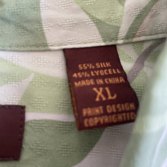 Tori Richard Green White Tropical Hawaiian Lightweight Silk Summer Shirt XL (I8) - Picture 10 of 10